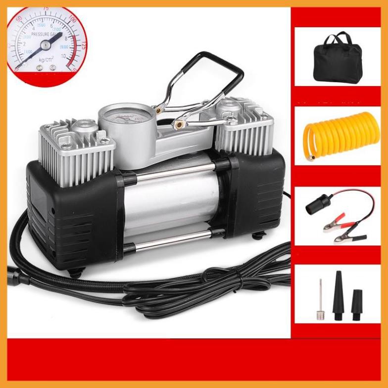 Bơm lốp ô tô 2 xi lanh Air Compressor -bơm ô tô mã lực lớn có đèn - Vạn Dặm Bình An