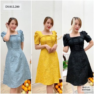 Đầm họa tiết hoa, chiết eo nữ tính - D1812