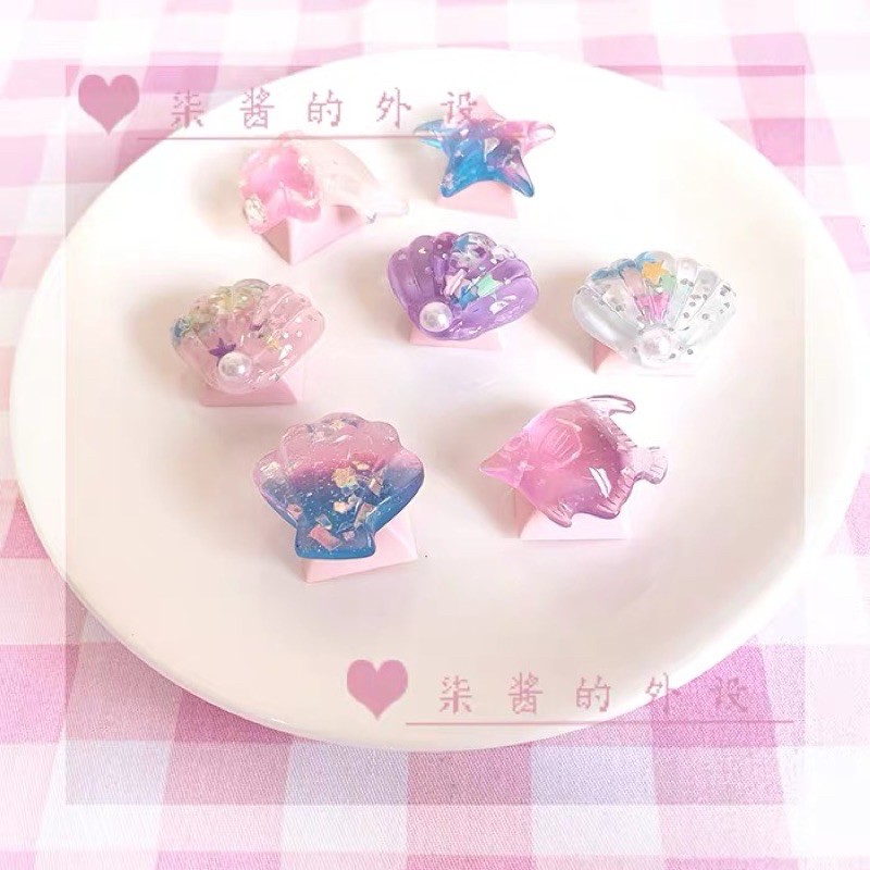 💕🌈✨keycap vỏ sò ngọc trai bằng resin ✨