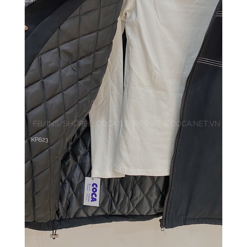[KP623] Áo khoác KAKI chần phao thêu logo NCOVER (Có sẵn/ảnh thật)