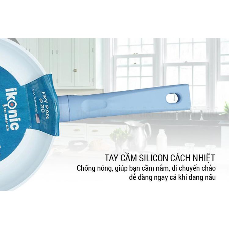 Chảo chống dính đáy từ tráng sứ cao cấp chính hãng IKONIC IK81. Chảo đáy từ hợp kim nhôm nguyên chất an toàn sức khoẻ.