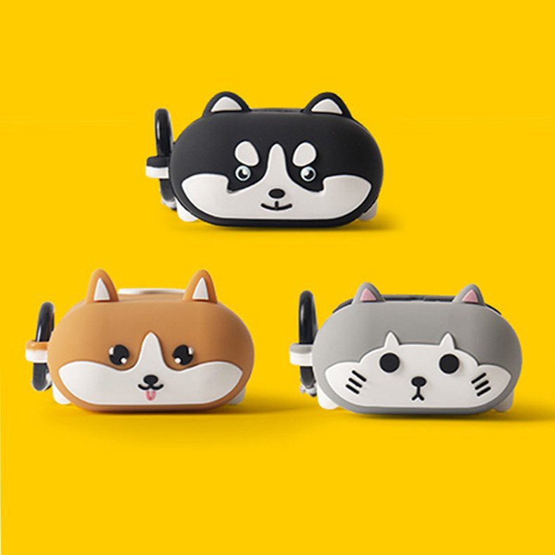 Bao Case Cho Airpods 1/ Airpods 2 Hình Chó Husky, Chó Cori, Mèo Xám