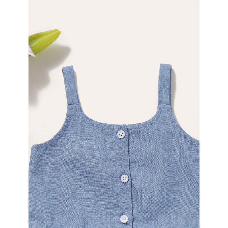 Bộ đồ 2 món MIKRDOO gồm áo hai dây + quần short màu xanh dương cho bé gái sơ sinh