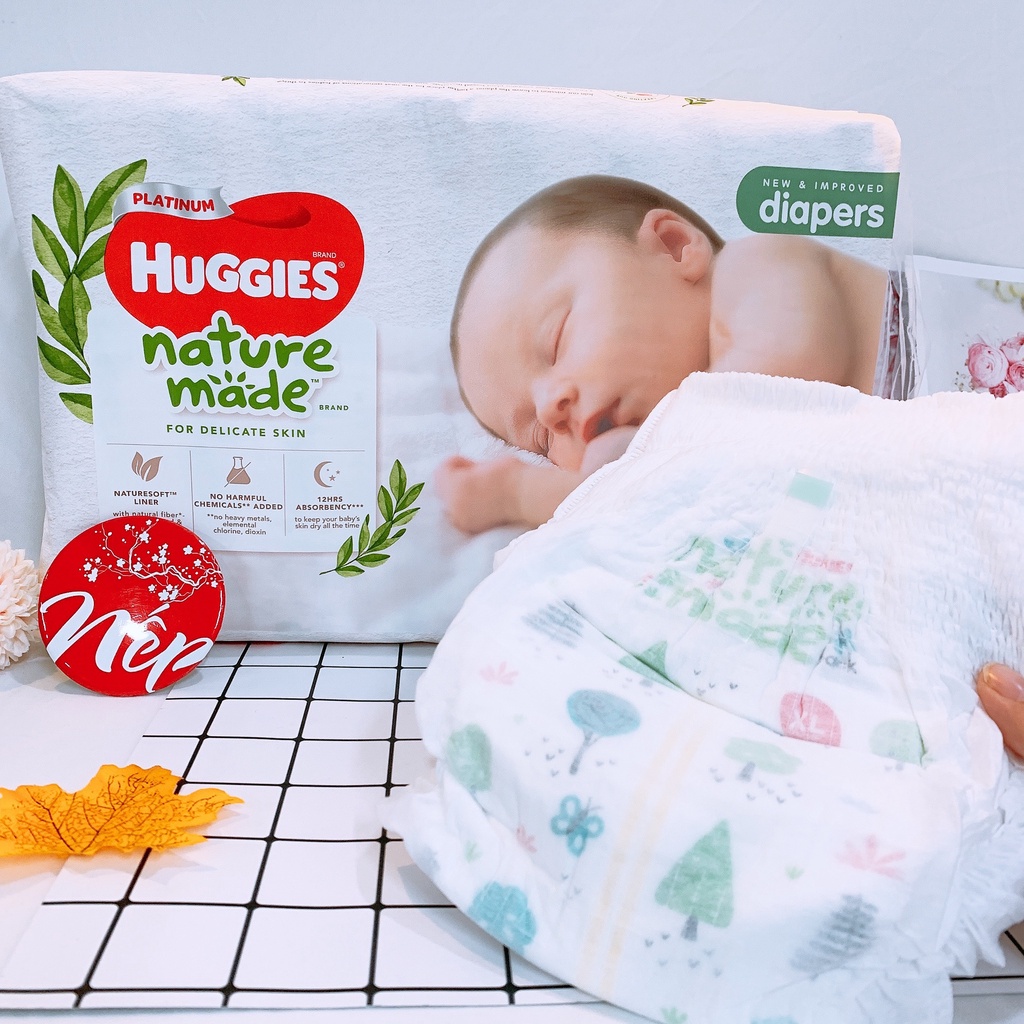 [HÀNG CHÍNH HÃNG CTY] Bỉm HUGGIES PLATINUM NATURE MADE size M58/L44/XL 38/XXL26/S82/NB60