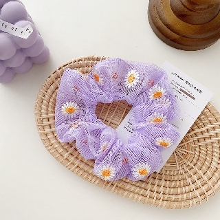 Cột tóc vải thêu Hoa Cúc Scrunchies KT40