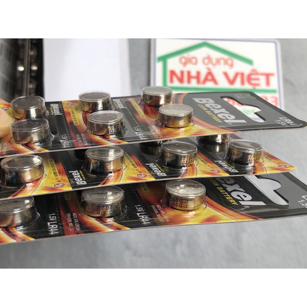 Vỉ 10 pin cúc áo Bexel LR44 AG13 Alkaline coin battery 1.5V Hàn Quốc