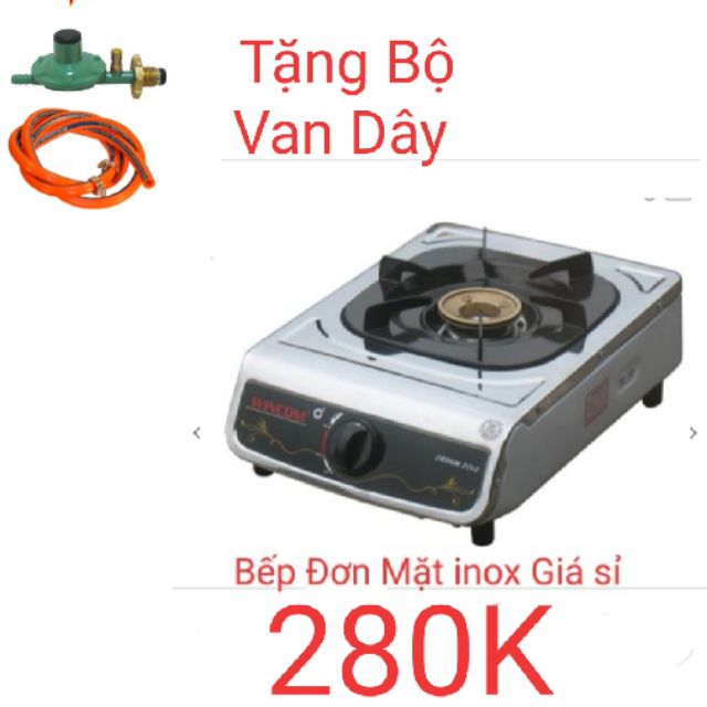 Bếp gas đơn mặt inox + Tặng van dây