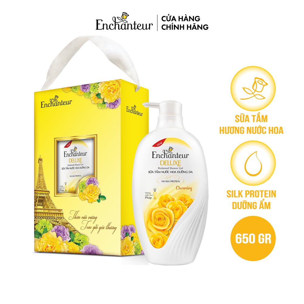 [Hộp quà] Sữa tắm nước hoa dưỡng da Enchanteur Charming/ Sensation/ Delightful 650gr | BigBuy360 - bigbuy360.vn