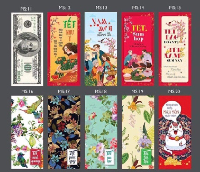 Set 10 bao lì xì 2019 tự chọn - 44 mẫu