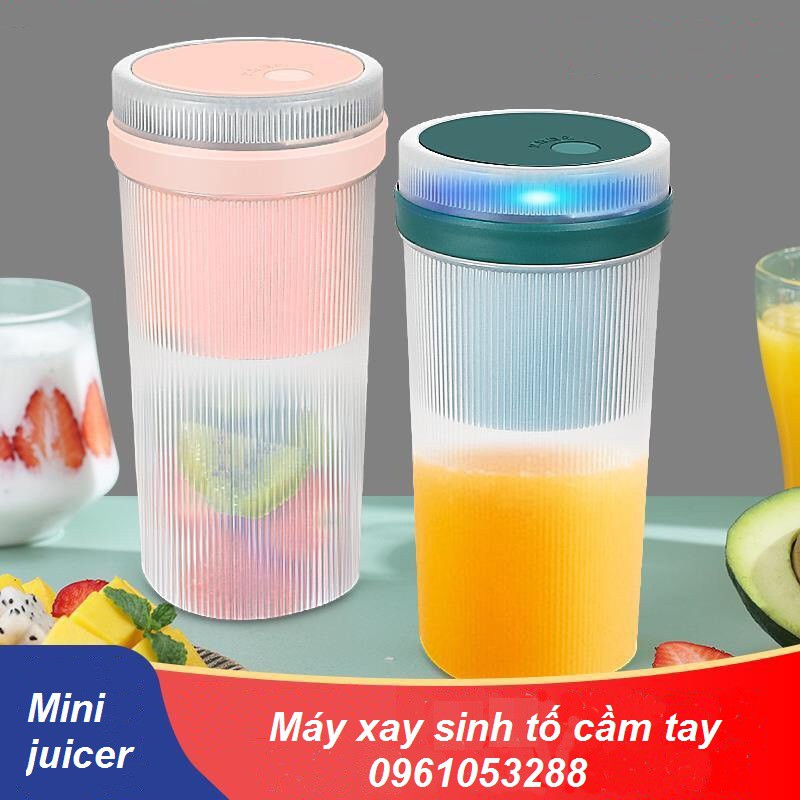 Máy Xay Sinh Tố Mini (Mini Juice), Xay Đồ Ăn Mềm Cho Trẻ Có Sạc Pin Với 04 Lưỡi Dao Mạnh Mẽ, Siêu Tiện Dụng 2021