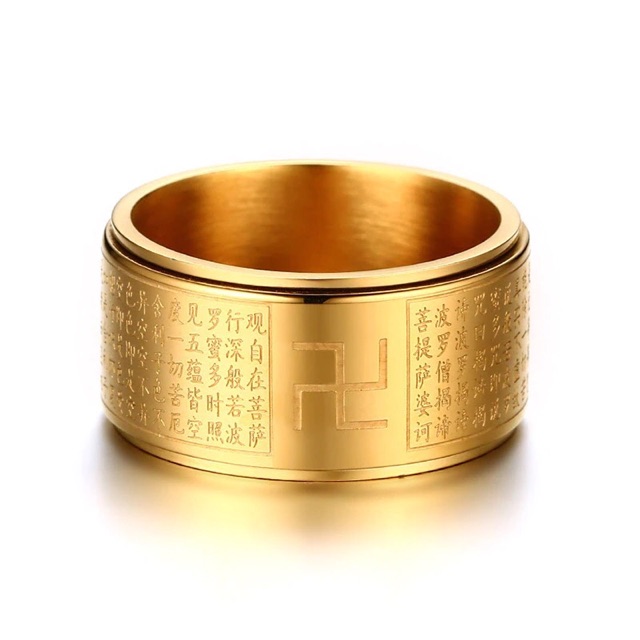 Nhẫn bát nhã tâm kinh cao cấp - sang trọng làm bằng Titanium đủ size