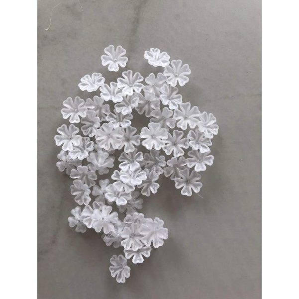 (50g)Hoa nhựa mờ 5 cánh 16mm, Nguyên liệu làm trang sức cổ trang, Nguyên liệu diy