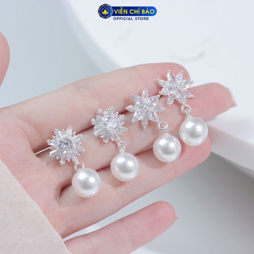 Bông tai bạc nữ đính đá nhiều kiểu dáng chất liệu bạc 925 thời trang phụ kiện trang sức Viễn Chí Bảo