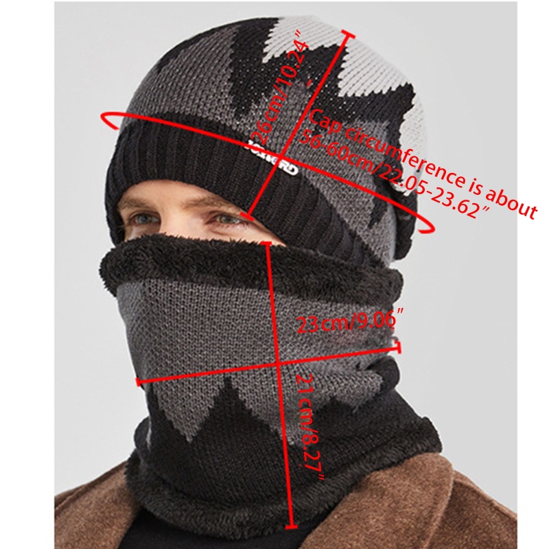 Bộ 2 Mũ beanie Và Khăn Choàng Cổ Dày Dặn Chống Gió Thời Trang Mùa Đông Cho Nam