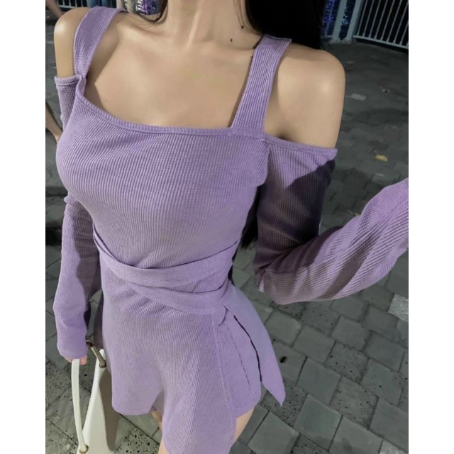 Set váy tím phối áo croptop nơ xinh MAGB1507202