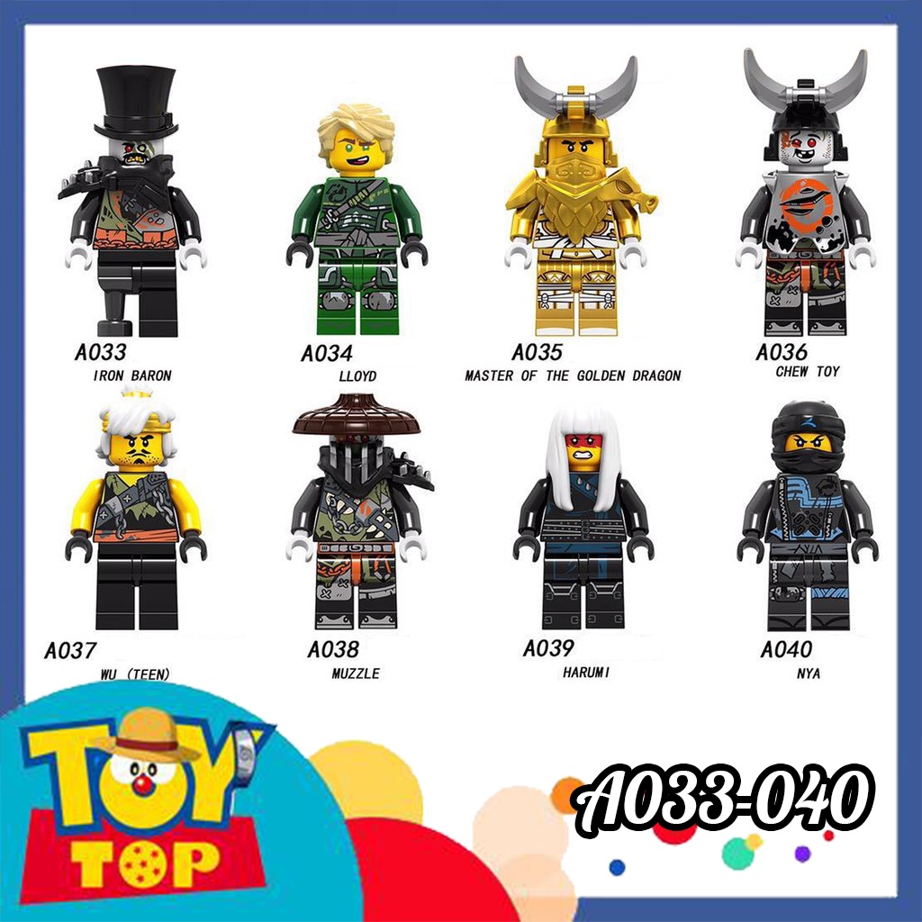 [Một con] Đồ chơi ghép Ninja : Minifigure Ninjago các nhân vật Master Golden dragon săn rồng hunter A033 - A040