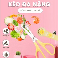 Kéo cắt thức ăn dặm cho bé Piyo Piyo, có hộp bọc lưỡi kéo