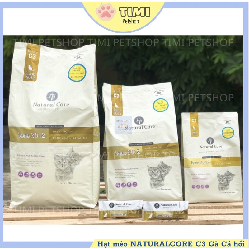 NATURAL CORE C3 Gà Cá Hồi thức ăn hạt mèo | túi 500g - 1kg