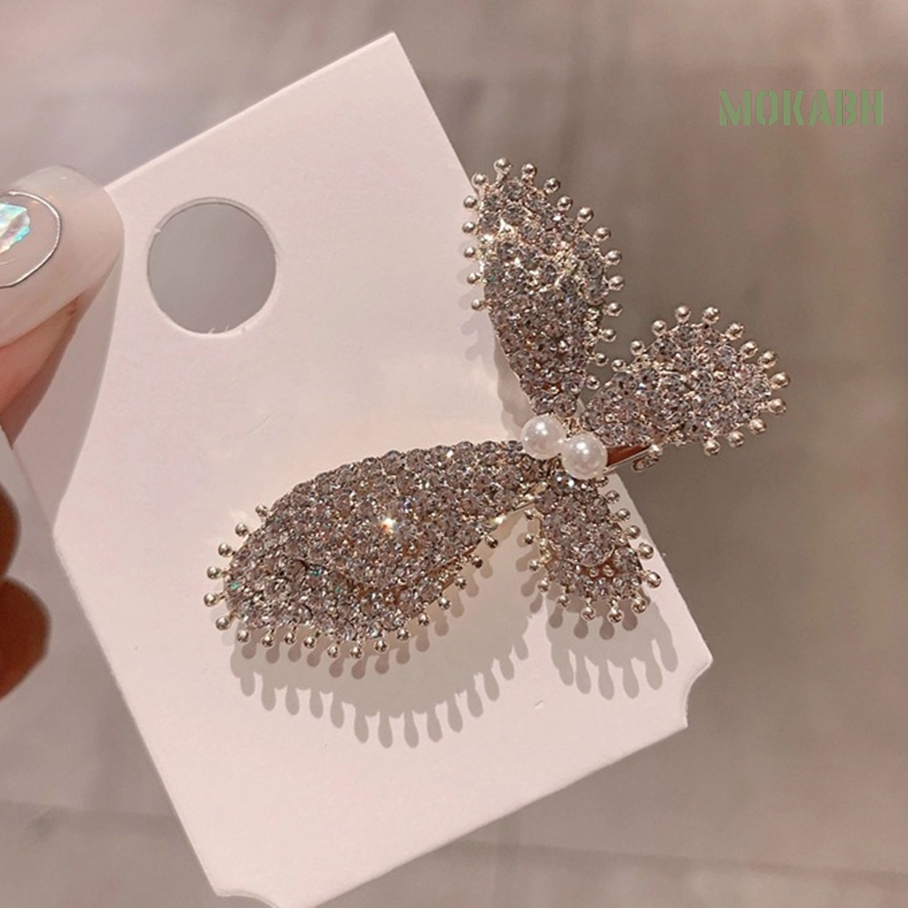 Kẹp Tóc Hình Nơ Đính Ngọc Trai Giả Lấp Lánh