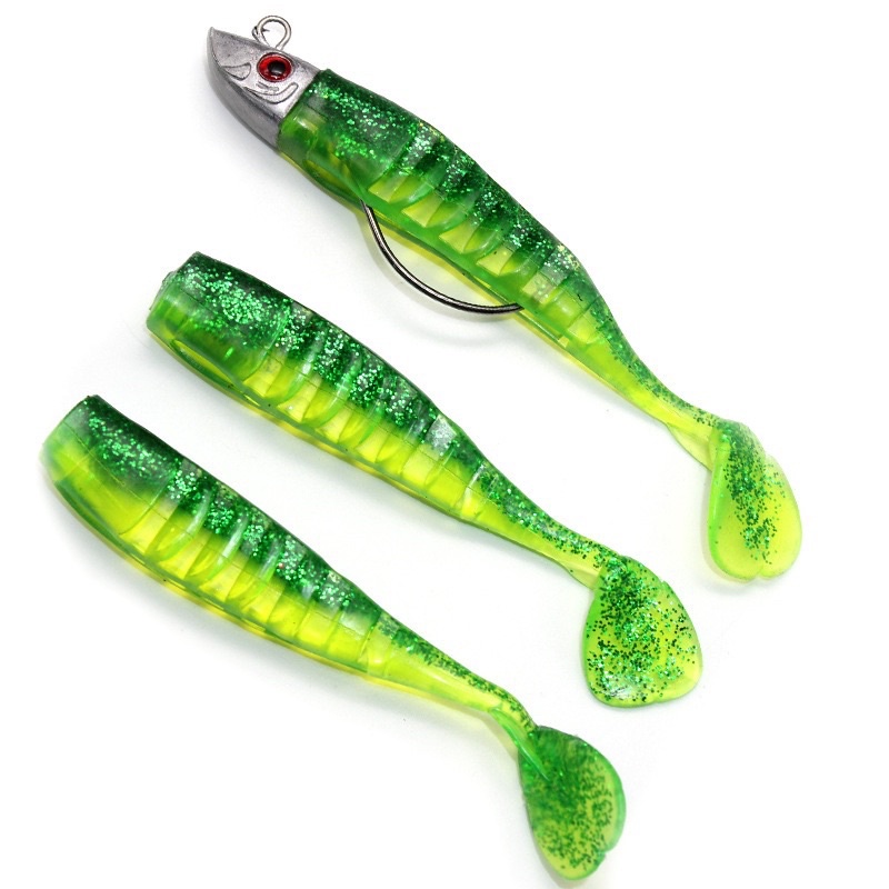 Combo bộ 3 con mồi mềm kèm lưỡi phụ kiện đủ màu