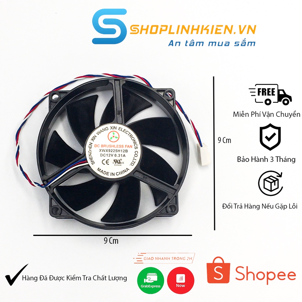 Quạt 9CM Không Chổi Than 12V Máy Tính Server