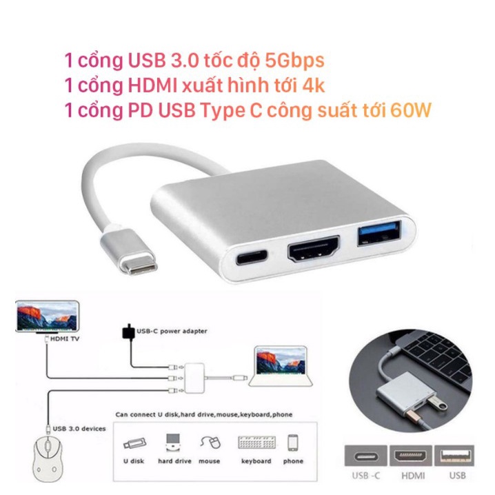 ADAPTER USB C 3 IN 1 ( HỖ TRỢ SAMSUNG DEX )