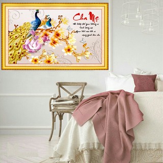 Tranh đính đá cha mẹ LV171 83*55cm - tự đính