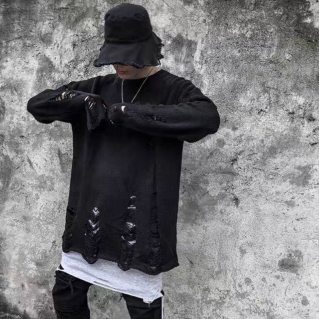 Áo len rách form rộng cực chất phong cách UNISEX