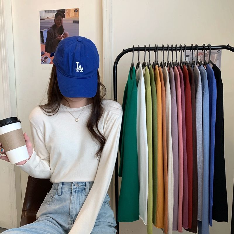 Áo Dệt Kim Tay Dài Dáng Rộng Màu Sắc Đơn Giản Phong Cách Hàn Quốc Thời Trang Mùa Thu Cho Nữ