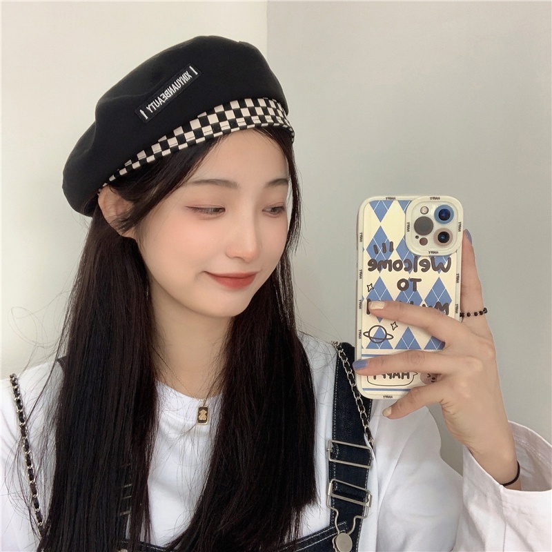 Mũ Beret Mỏng Thêu Chữ Phong Cách Nhật Bản Thời Trang Xuân Hè Cho Nữ