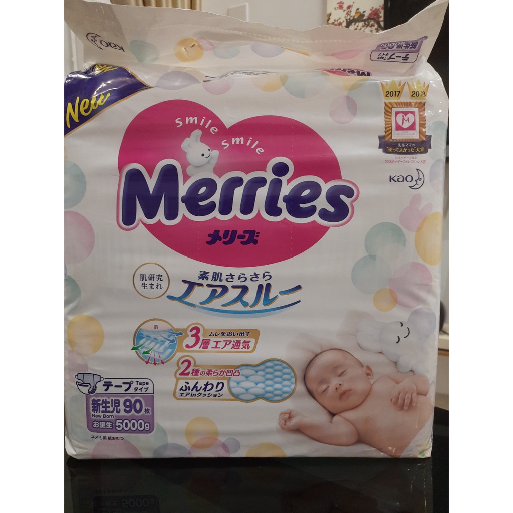 Tã dán Merries size SS 90 miếng (Dưới 5kg)