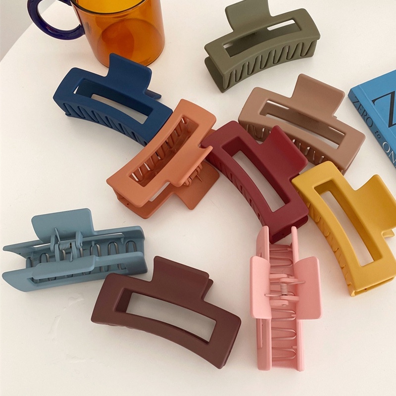 Kẹp Tóc Hình Vuông Bằng Nhựa Acrylic Bề Mặt Nhám Phong Cách Hàn Quốc Cho Nữ