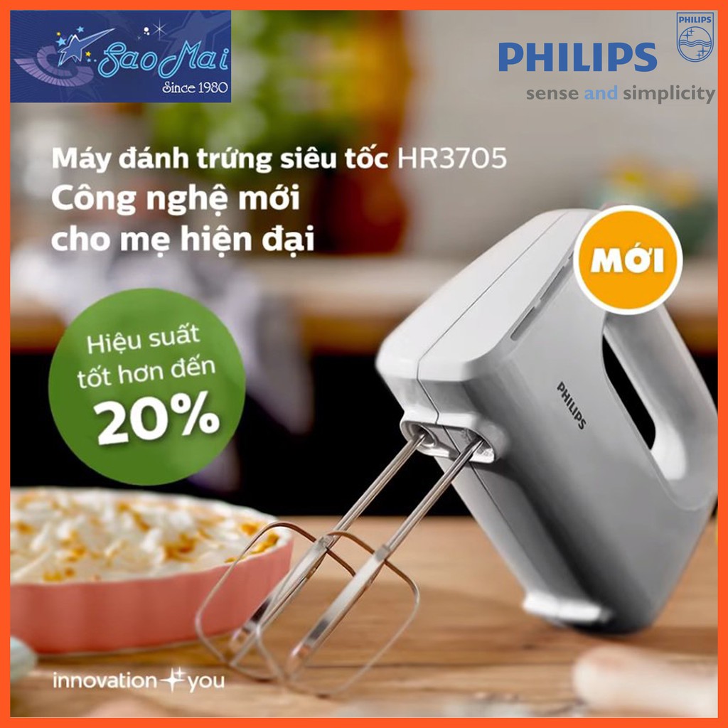 Máy đánh trứng cầm tay Philips HR3705 300W Gray