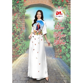 Vải may áo dài in hình Đức Mẹ