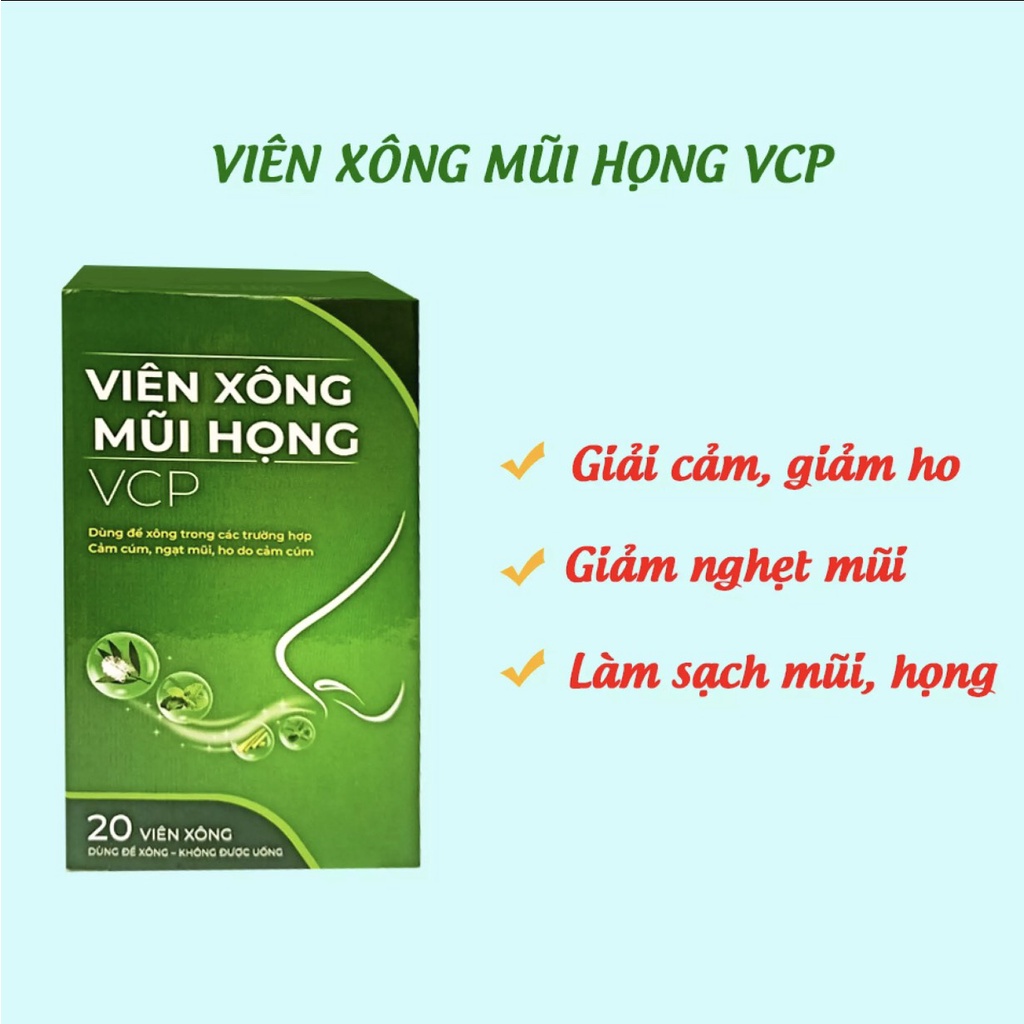 Viên xông mũi họng tinh dầu VCP - Dùng cho cảm mạo, cảm cúm, sát khuẩn mũi họng