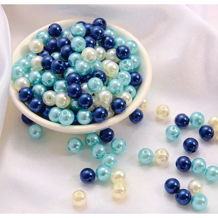 Combo 45/50 hạt nhựa nhân tạo màu hỗn hợp size 8mm phụ kiện tự làm handmade