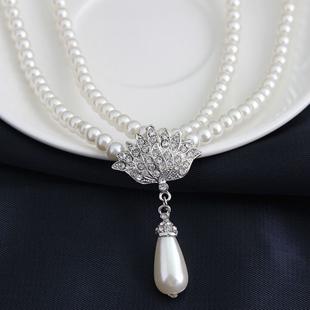 Bộ dây chuyền + bông tai đính ngọc trai nhân tạo nhiều màu thời trang cho nữ