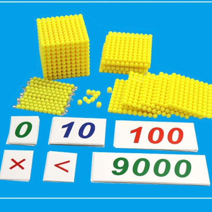 KHỐI 1000 HẠT CƯỜM VÀNG kèm thẻ- GOLDEN BEAD THOUSAND CUBE