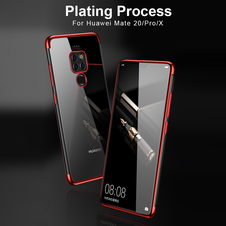 Ốp điện thoại trong suốt mạ siêu nhẹ chống sốc dành cho HUAWEI MATE 20 PRO X 30 PRO MATE 40 PRO+