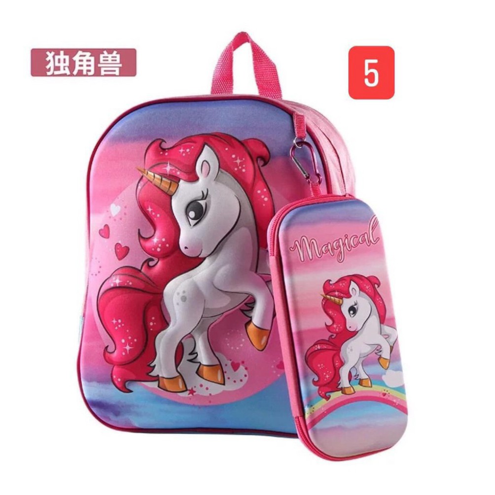 Balo 3d kèm hộp bút cho bé hình các nhân vật hoạt hình Giá Tận Kho