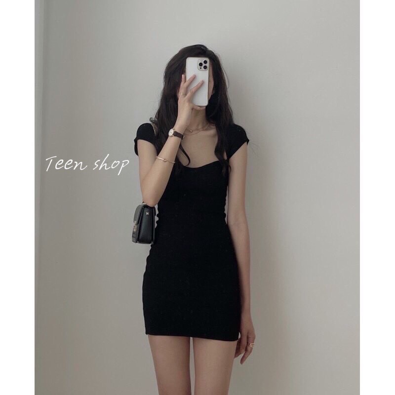 Váy Body Thun Tăm Cổ Én [FREESHIP] 🌸 Đầm dáng ôm thiết kế cúp ngực tay ngắn bánh bèo tiểu thư Ulzzang 🌸 | WebRaoVat - webraovat.net.vn