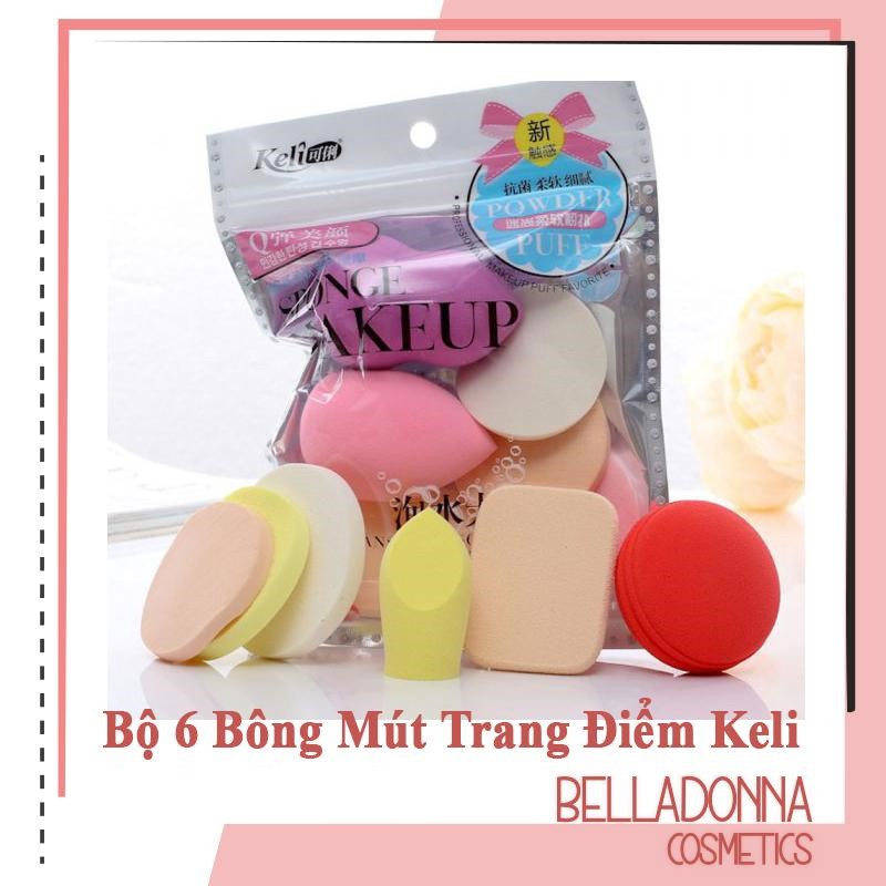 Bộ 6 Bông Mút Trang Điểm Keli Sponge Makeup