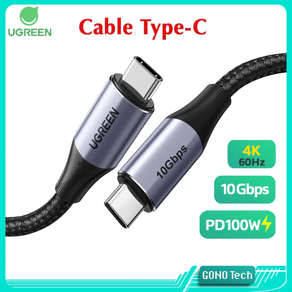 Cáp sạc Type C PD 100W Video 4K@60Hz USB 3.2 10Gbps UGREEN US355 Cho Điện thoại Laptop PC Tablet | U