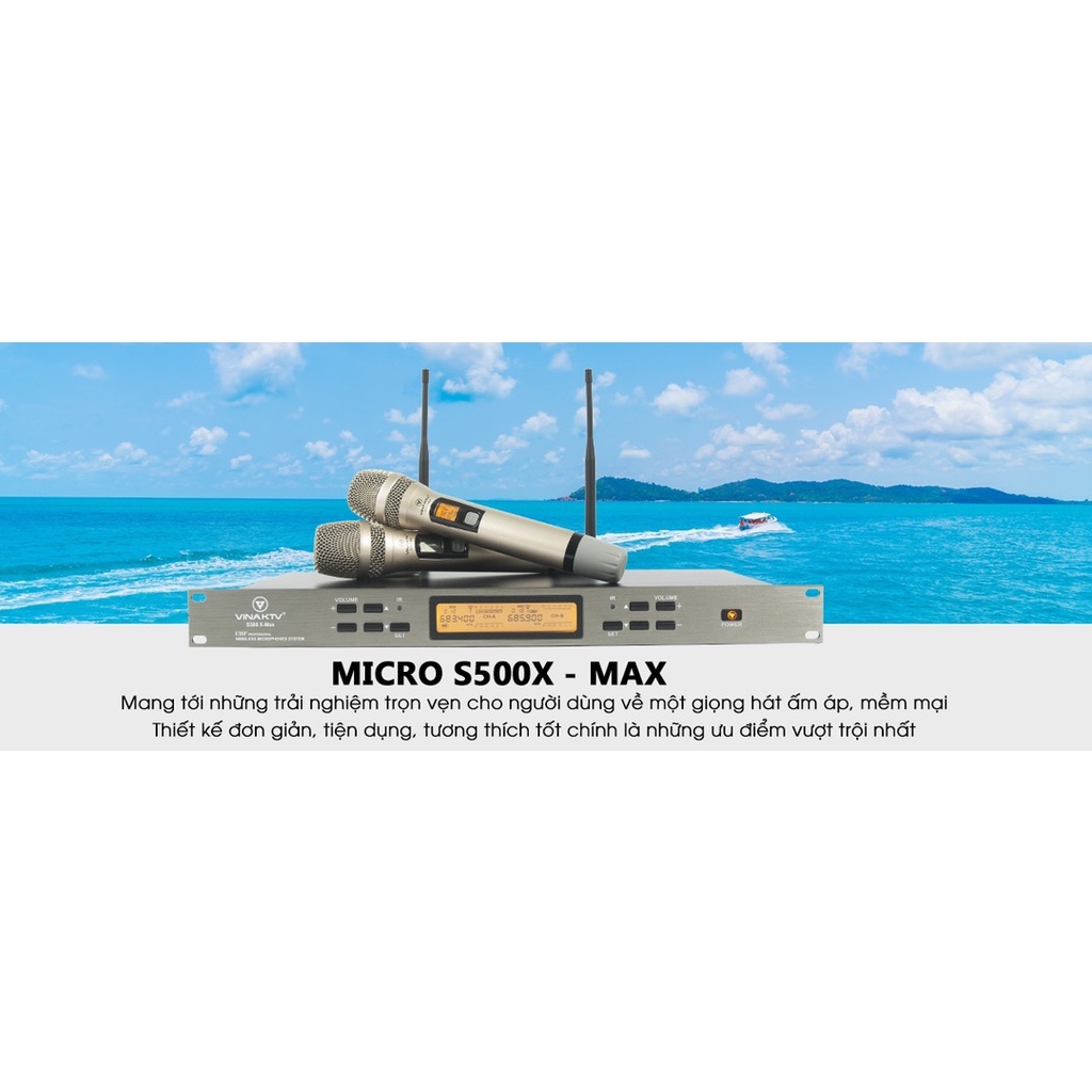 VinaKTV S500 Xmax - Micro không dây loại tốt, hát nhẹ, thu sóng xa - Hàng chính hãng