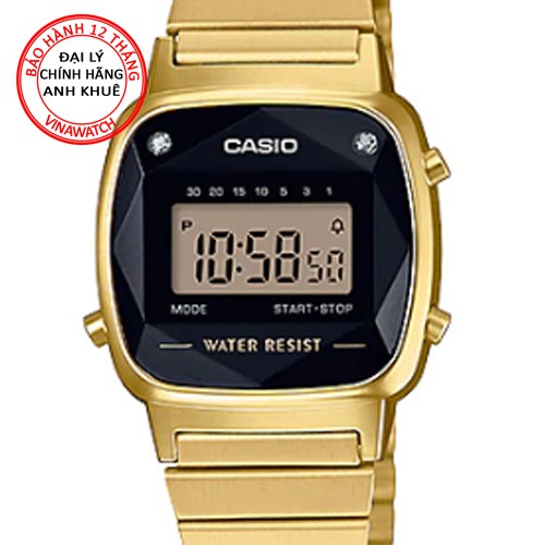 Đồng hồ Nữ Casio điện tử dây kim loại vàng LA670WGAD-1DF - Chính hãng Casio Anh Khuê