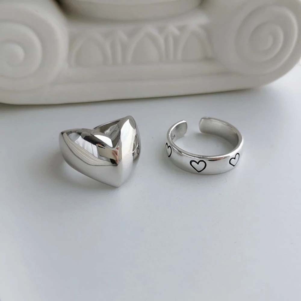 FORBETTER Trendy Open Rings Prevent Allergy Fashion Jewelry Metal Rings Heart Women LOVE Birthday Gifts Creative Simple Solid Color