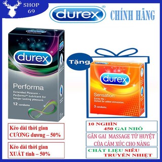1 hộp Bao cao su Durex Performa 12 bao+ tặng 1 hộp bao cao su sensation