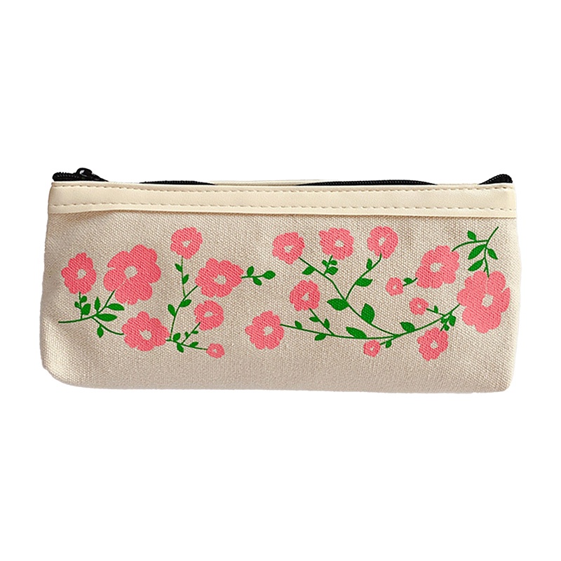 Túi Đựng Bút Chì Bằng Vải Canvas In Họa Tiết Hoa Cúc Phong Cách Cổ Điển Tiện Dụng Cho Học Sinh