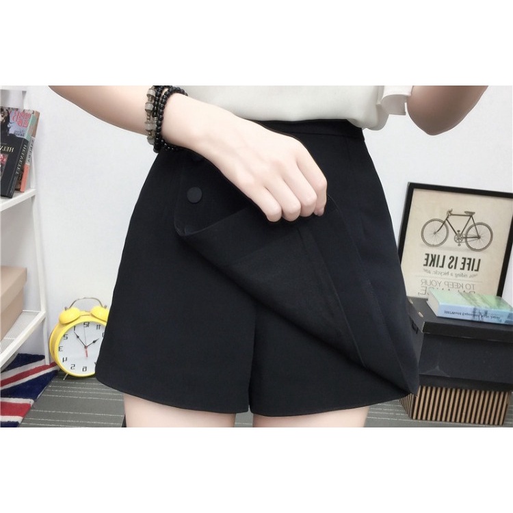 Quần Short nữ Giả Váy Vạt Lệch Lưng Cao đủ size - Quần Đùi Nữ Khuy Lệch Chất  Tuyết Mưa Z024