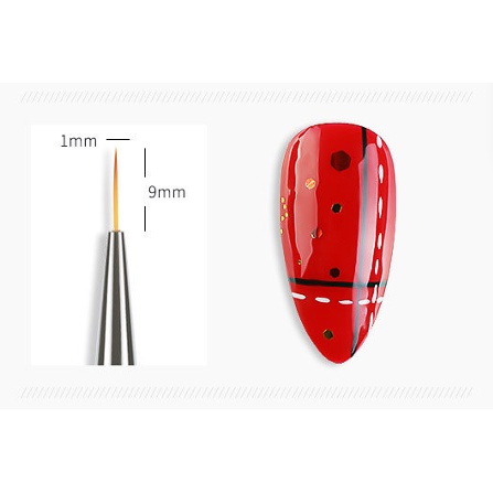 Cọ vẽ nét nail ngắn dài số 1 2  3 4 Yapas Pinpai , Cọ râu vẽ nét nổi thẳng ngang nhụy hoa cánh hoa trang trí móng